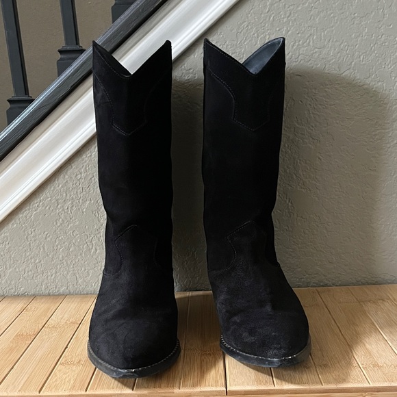 Freda Salvador Shoes - Freda Salvador Loretta Western Boot Black Suede Cowboy Boots - 8